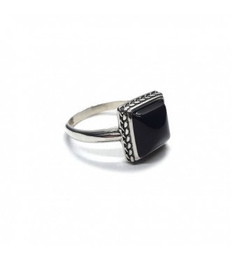 R002262 Genuine Sterling Silver Ring With Black Onyx Solid Stamped 925 Handmade